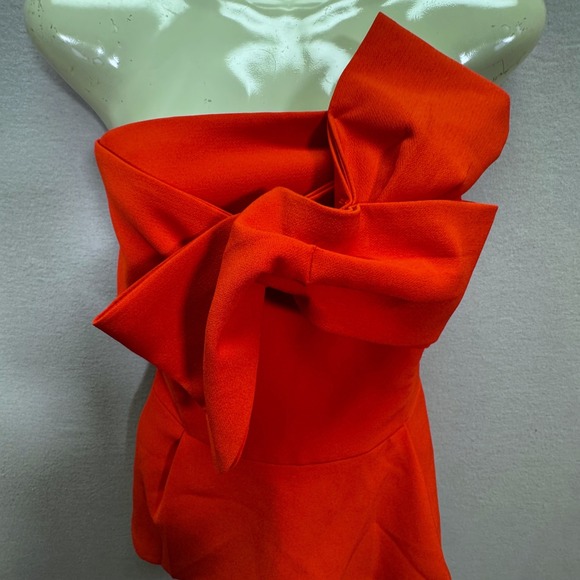 Adelyn Rae Red Strapless Bow Peplum Top Anthropologie XL - Picture 10 of 11
